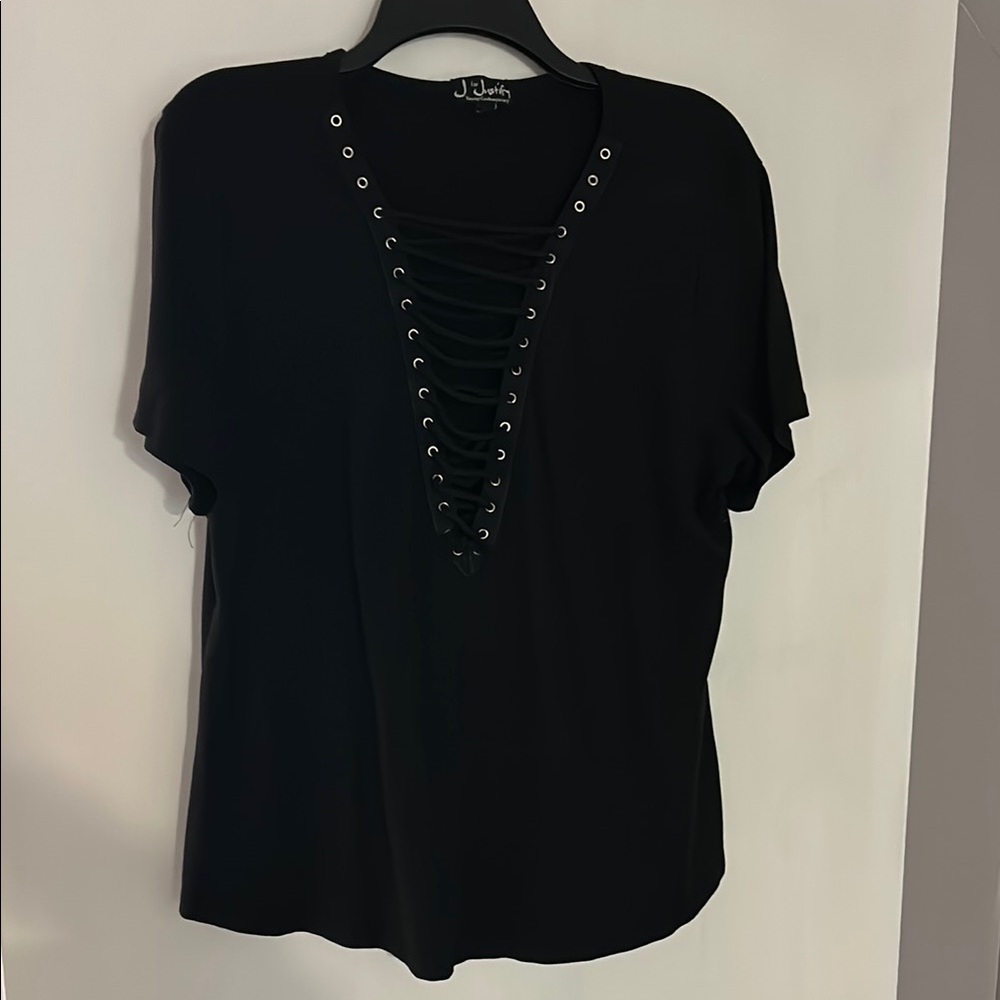 Black Lace-Up Women's Top